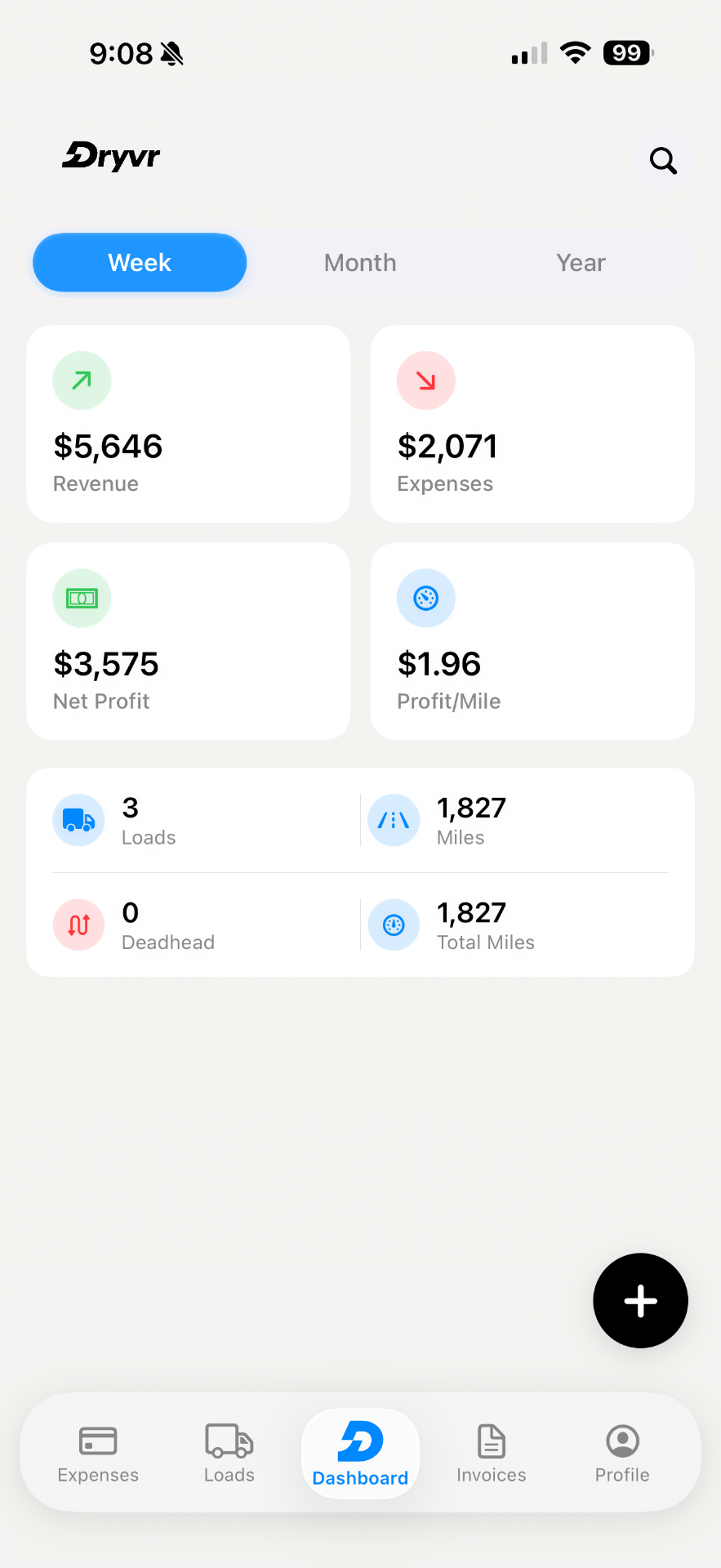 Dryvr app showing scanned rate confirmation with extracted data fields